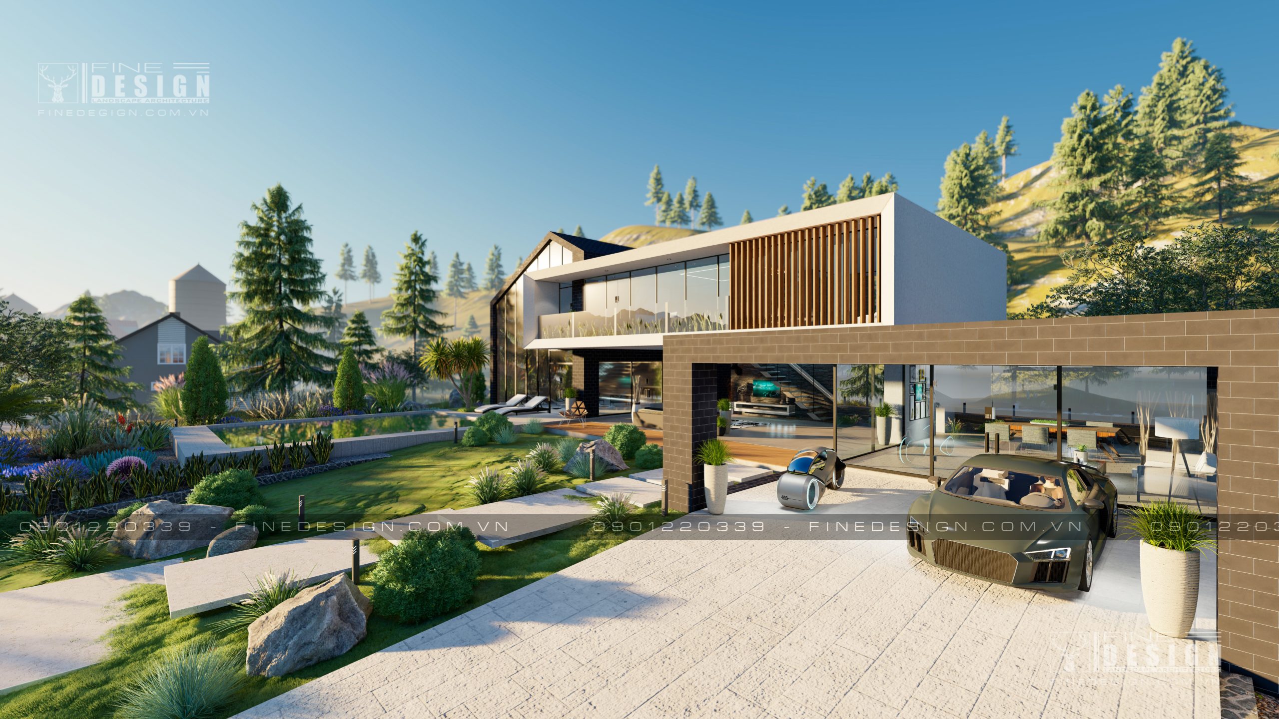 thiet ke nhà hien đại và vườn địa trung hải (1)