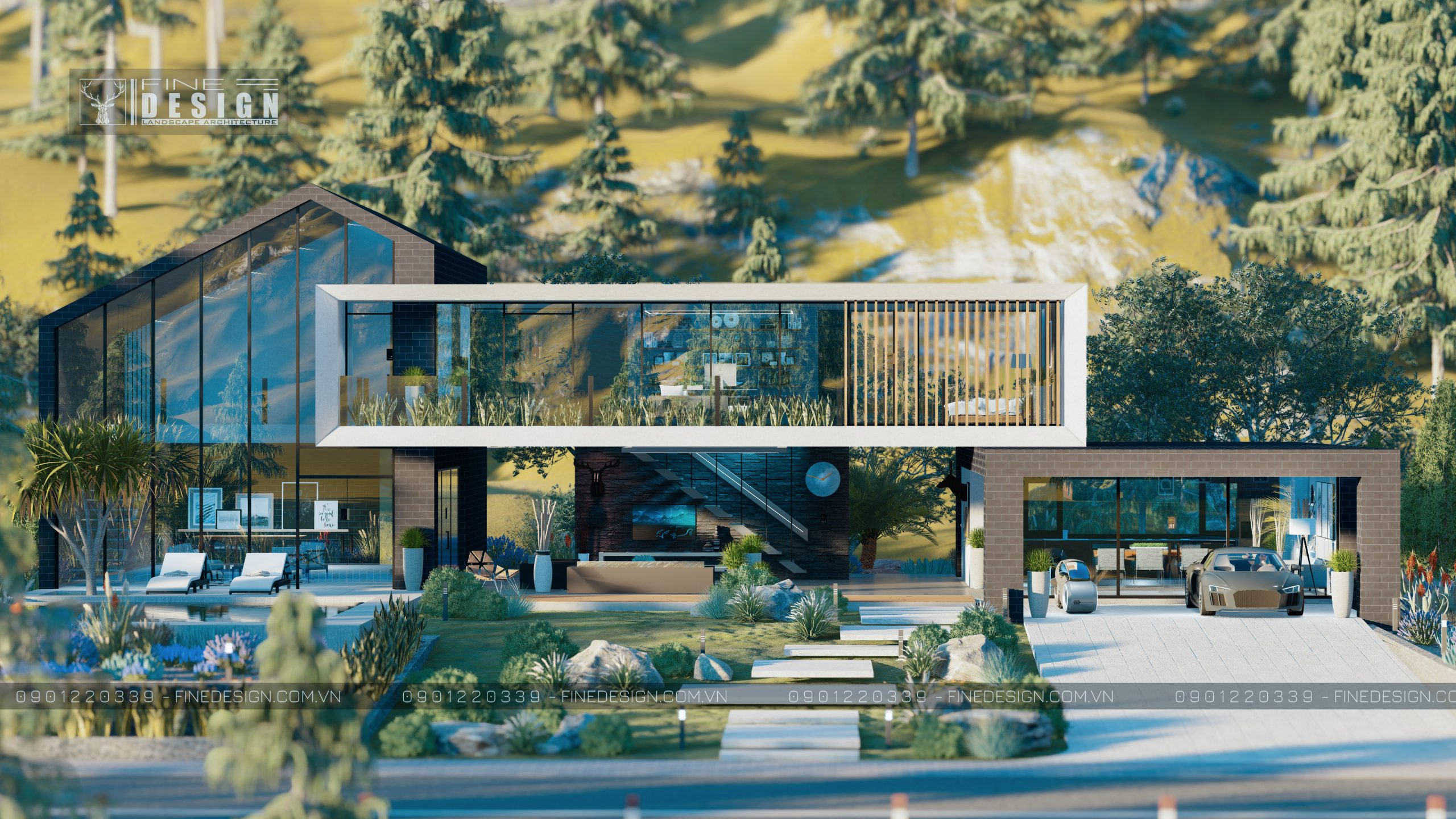 thiet ke nhà hien đại và vườn địa trung hải (4)