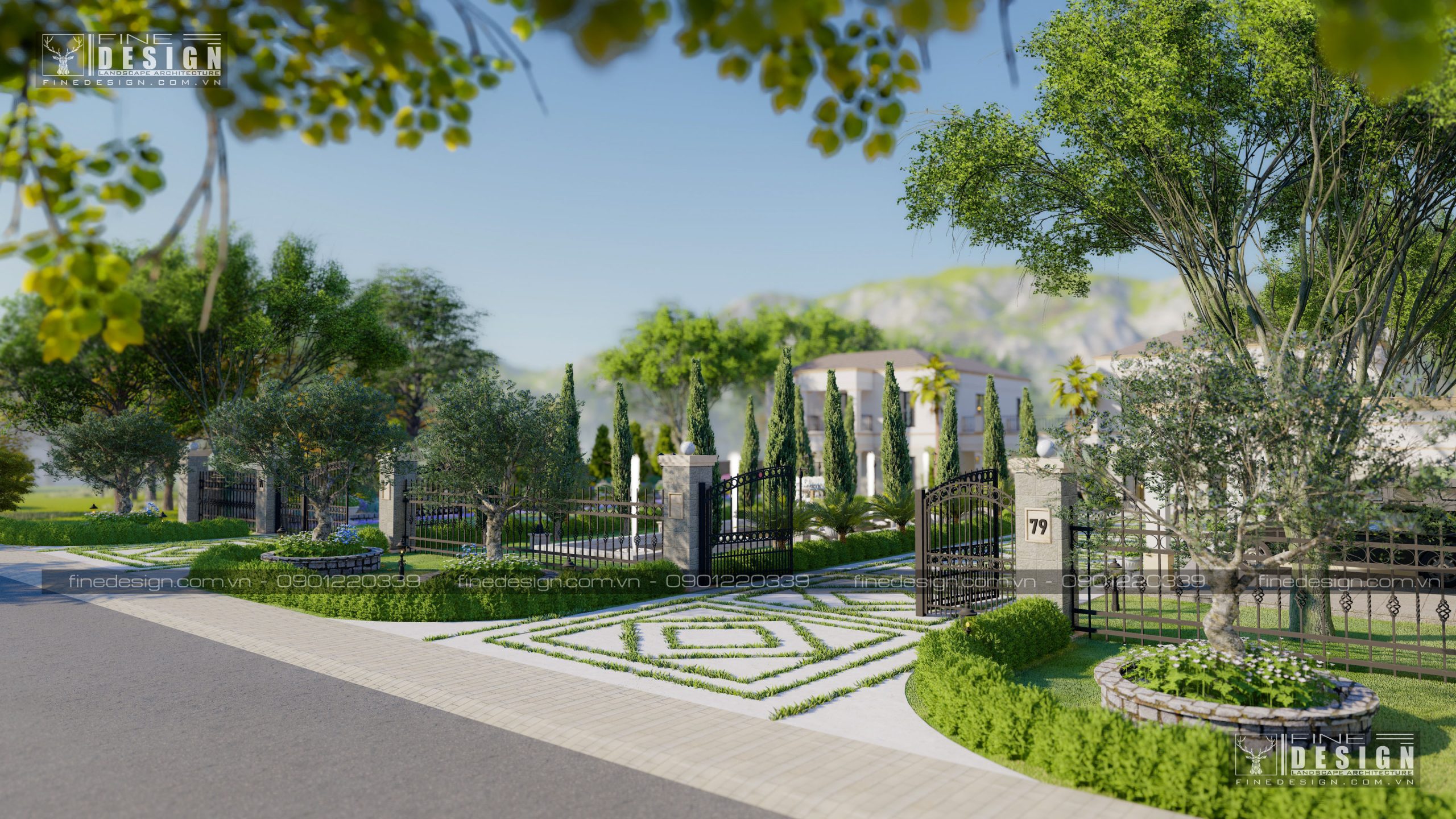 Thiết kế cảnh quan villa cổ điển - finedesign-thiết kế đẹp (1)