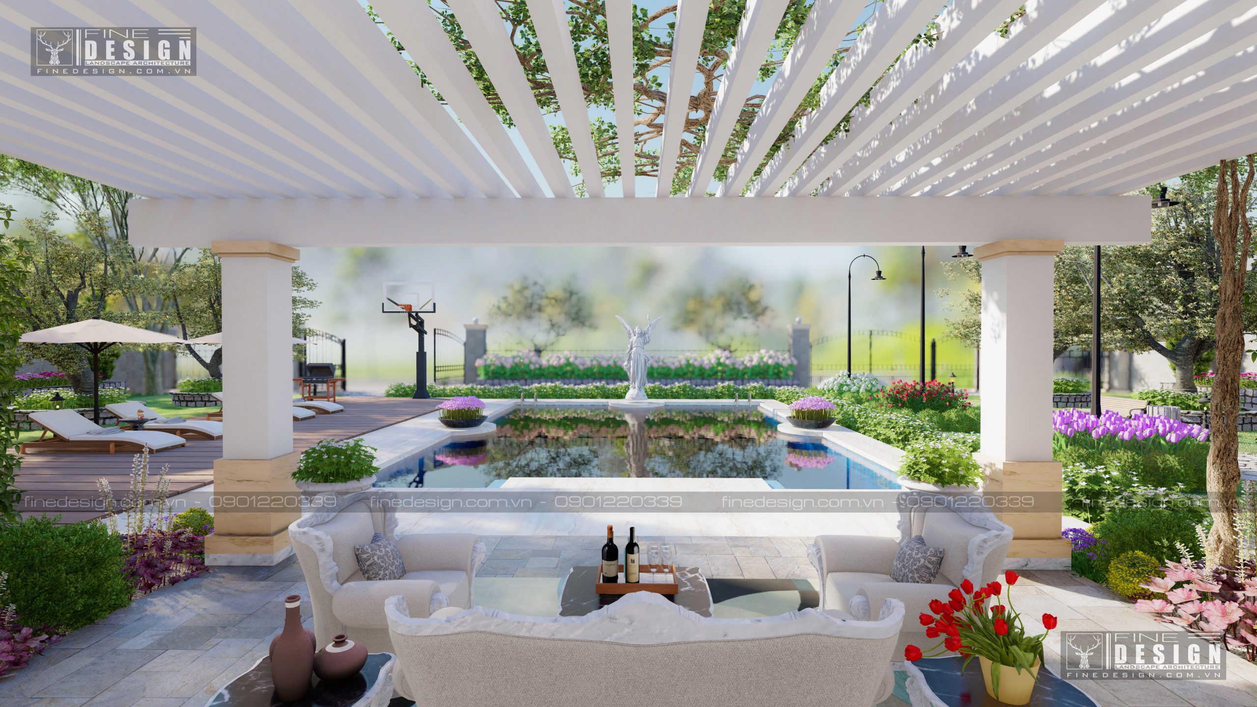 Thiết kế cảnh quan villa cổ điển - finedesign-thiết kế đẹp (1)