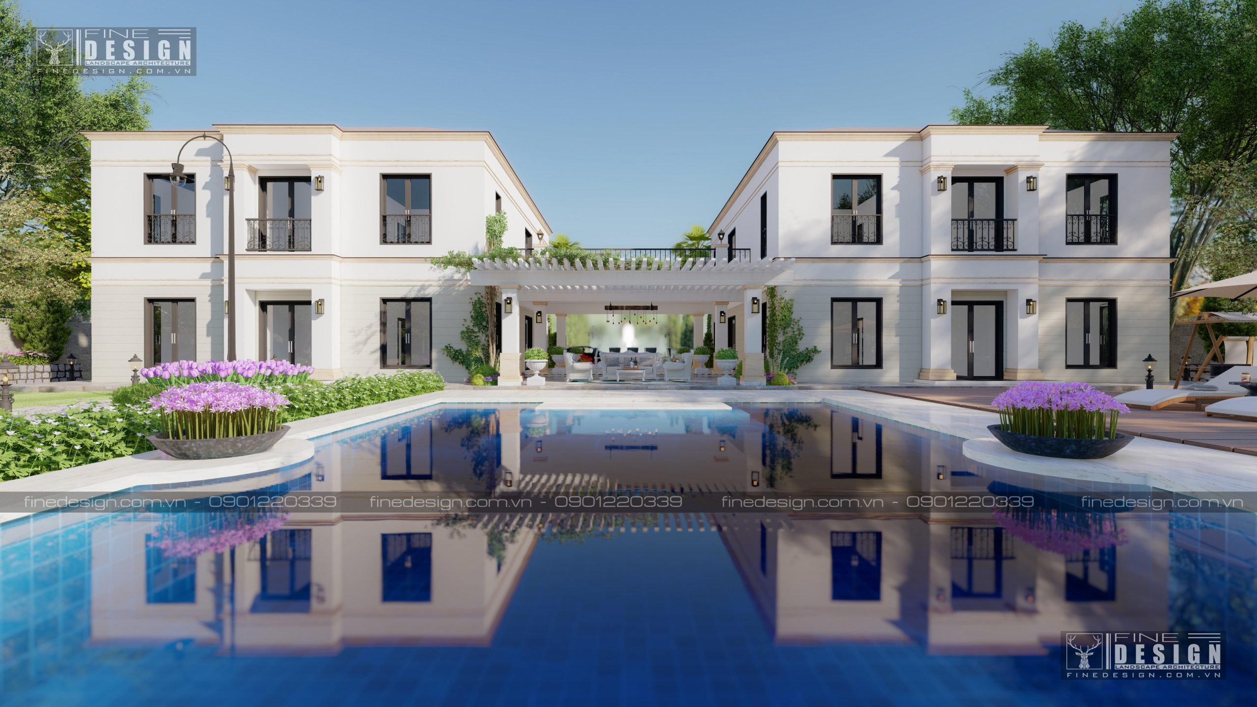 Thiết kế cảnh quan villa cổ điển - finedesign-thiết kế đẹp (1)